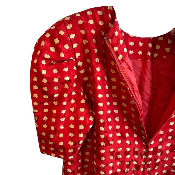 Vintage St. Gillian Silk Dress Size 14 Red Gold - Picture 6 of 10